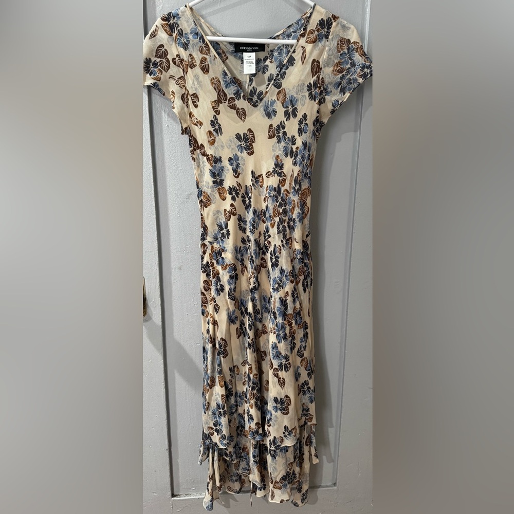 Jones New York Floral Print Cream Dress